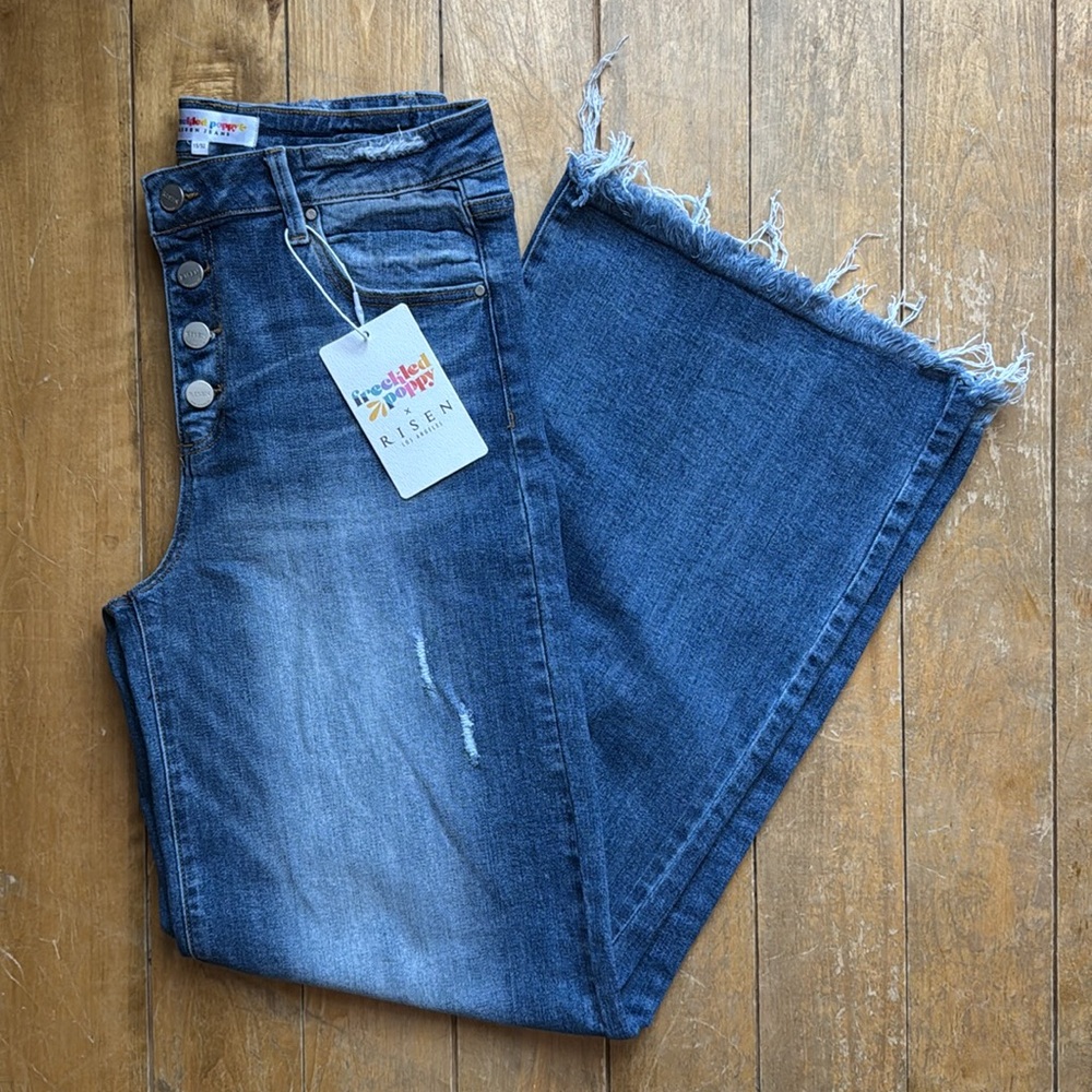 NWT - Risen - Freckled Poppy Women's Blue High-Waisted Jeans